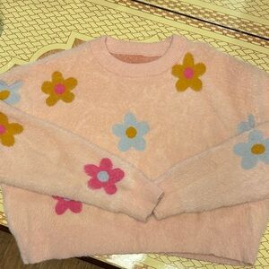 SHEIN Pink Floral Kids Sweater